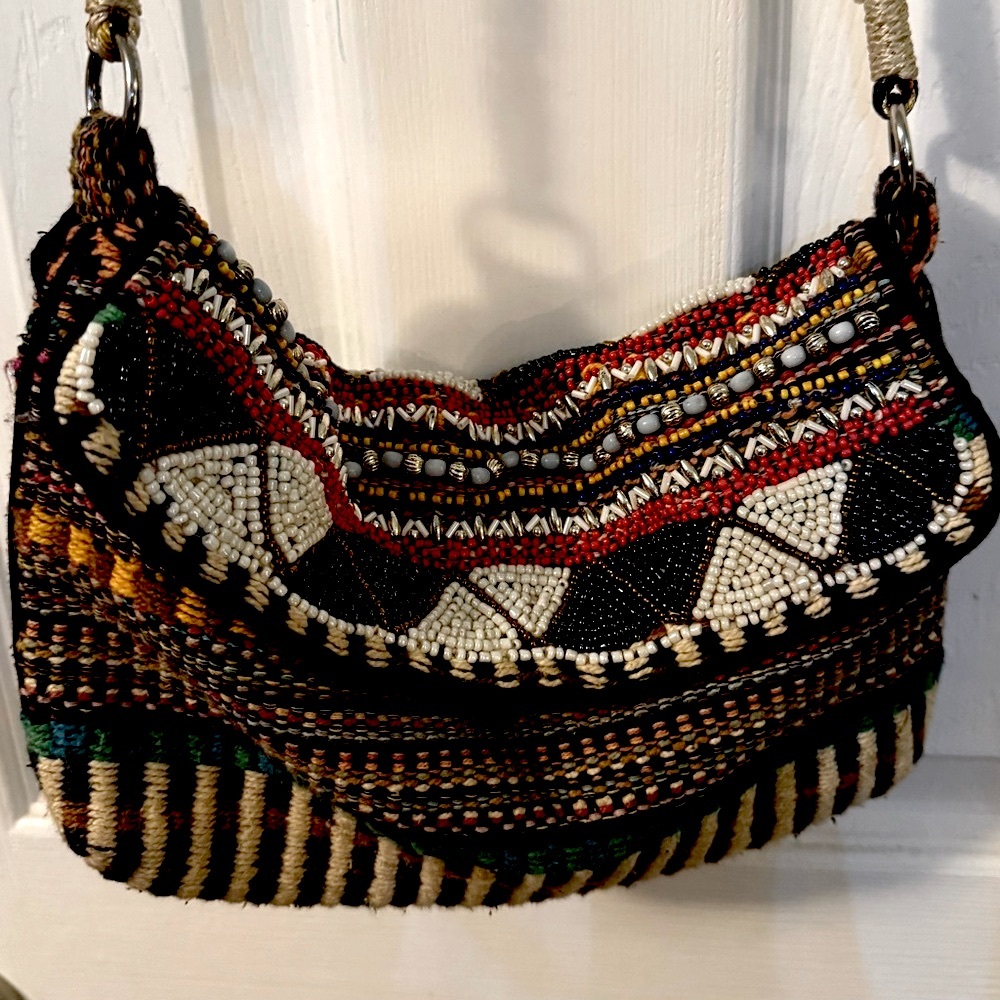 Bohemian Beaded Multi Color Crossbody or over the shoulder Bag